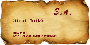 Simai Anikó névjegykártya